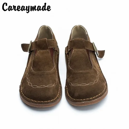 Careaymade-Low price Cow suede pure handmade Buckle Strap shoes the retro art mori girl Women's casual Flats | Обувь