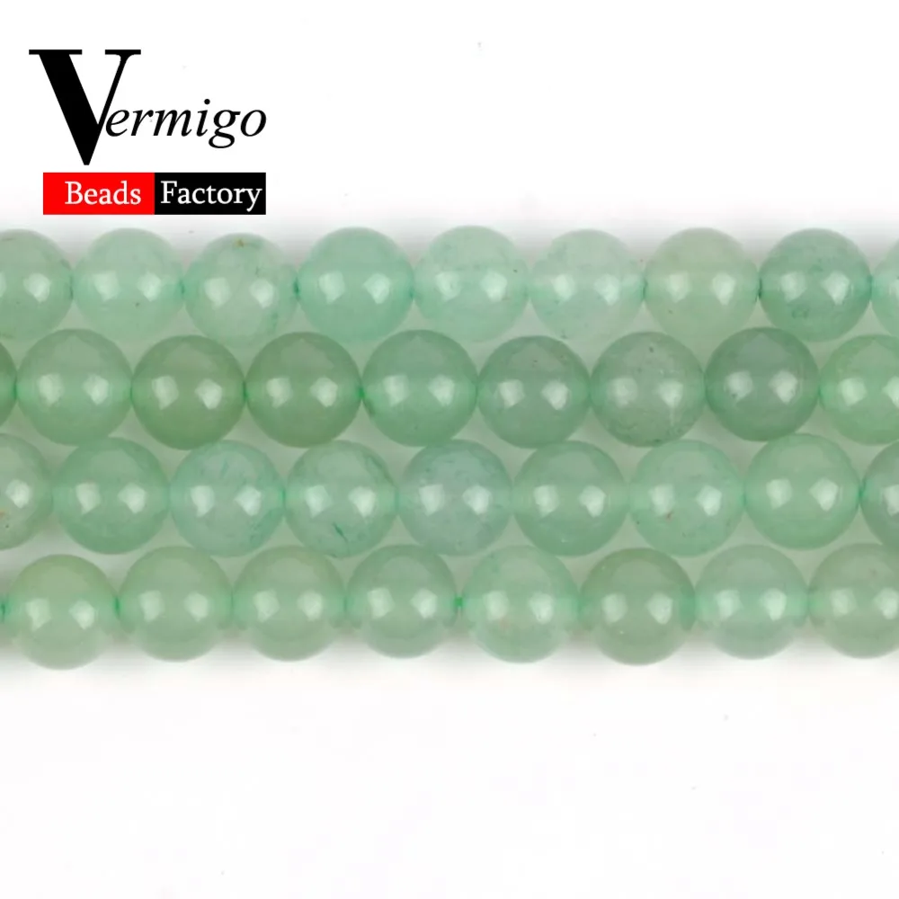 Зеленые Бусины Из Натурального авантюрина минеральные круглые бусины россыпью