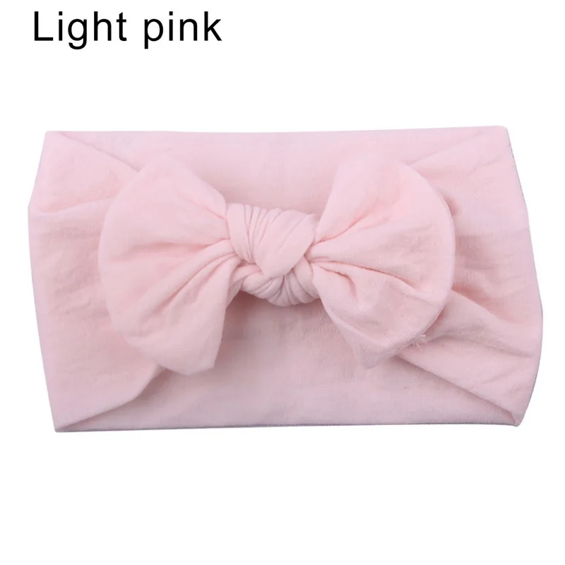 light pink Модная Милая Детская повязка на голову с бантиком, эластичные резинки для волос для новорожденных девочек, повязка для волос для малышей, Детские аксессуары для волос - Цвет: light pink