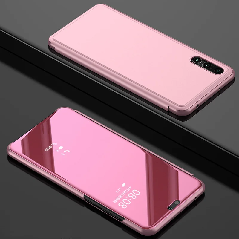 Роскошный чехол Smart View для huawei Y9 Honor 8X Max Y7 Y7 Pro Honor View 20 задняя крышка зеркальная P30 Lite P30 Pro - Цвет: Розовый