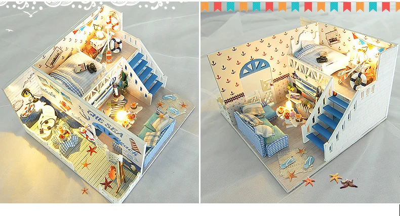 CUTEBEE DIY кукольный домик деревянные кукольные домики Миниатюрный Кукольный дом набор мебели Каса музыка светодиодные игрушки для детей подарок на день рождения A68D