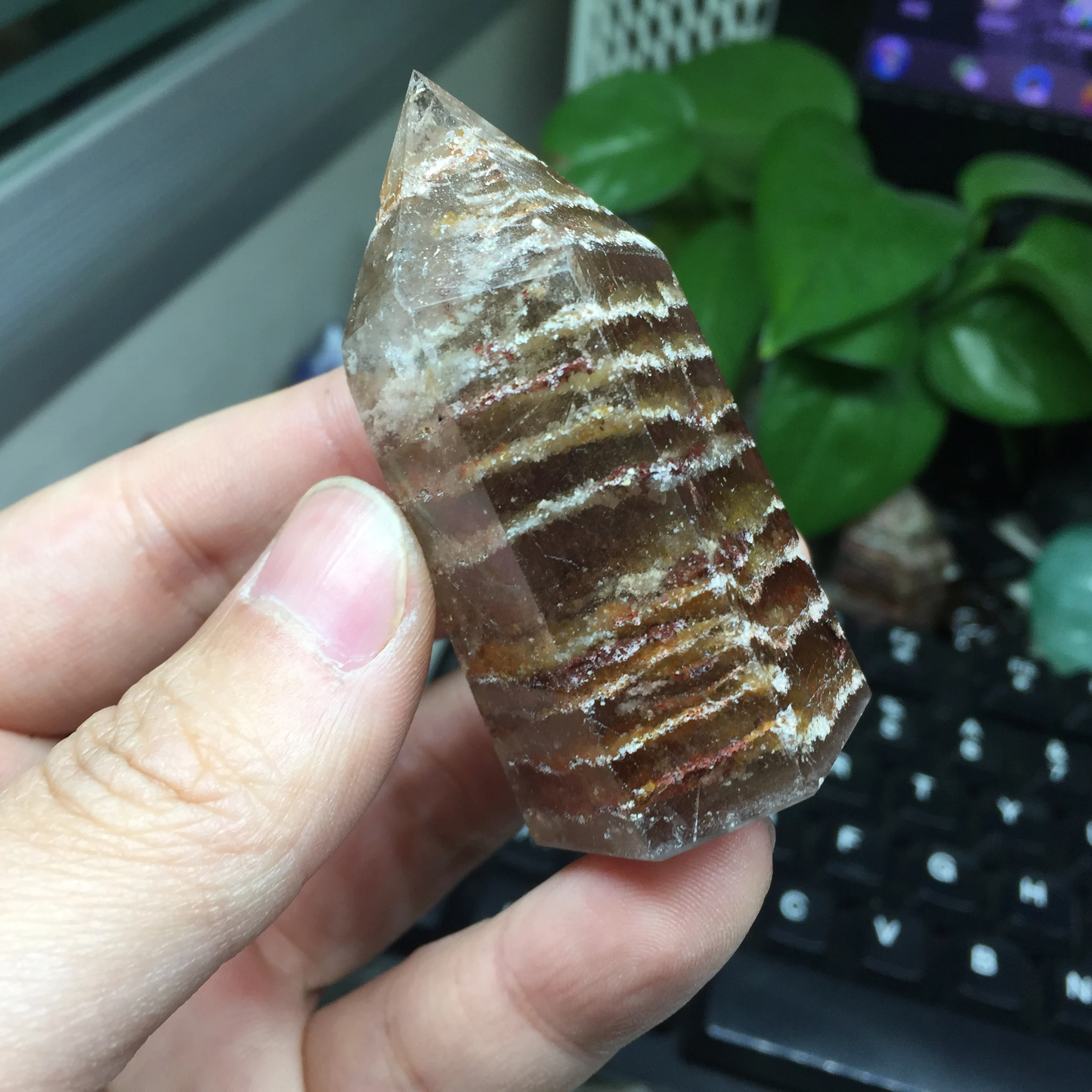 76 г натуральный заживляющий Кристальный зеленый Phantom Quartz Wand Украшение камень #