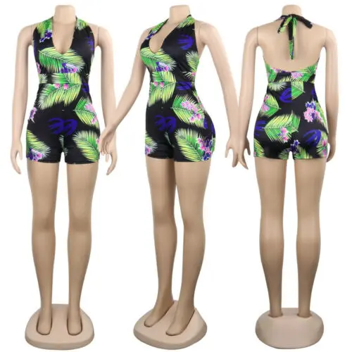 Модный женский летний Повседневный бандажный костюм с открытой спиной и лямкой