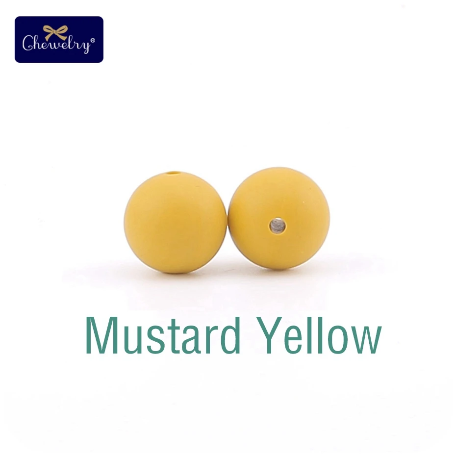 Mustard Yellow 30 шт пищевого качества силиконовые бусины 12 мм жемчужные силиконовые бусины Детские игрушки DIY детские Прорезывания Зубов Ожерелье без БФА соска цепь аксессуары - Цвет: Mustard Yellow