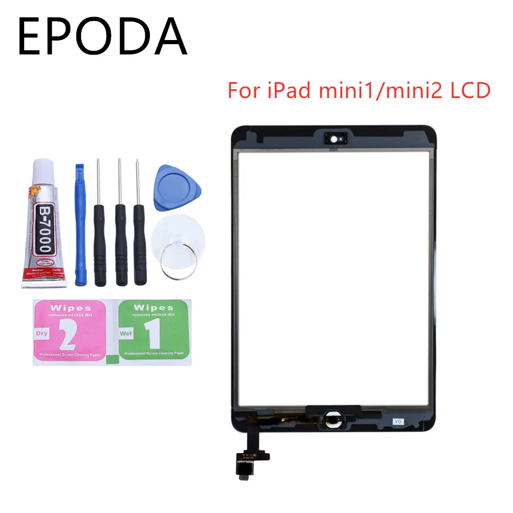 1 шт. для iPad Mini 1 Mini 2 A1432 A1454 A1455 A1489 A1490 A149 сенсорный экран дигитайзер сенсор+ IC чип Разъем Flex+ кнопка