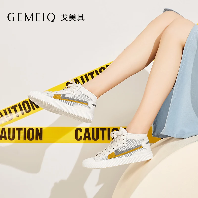 GEMEIQ/Новинка года; кожаные кроссовки; женские летние дышащие повседневные белые туфли; удобная мягкая спортивная женская обувь