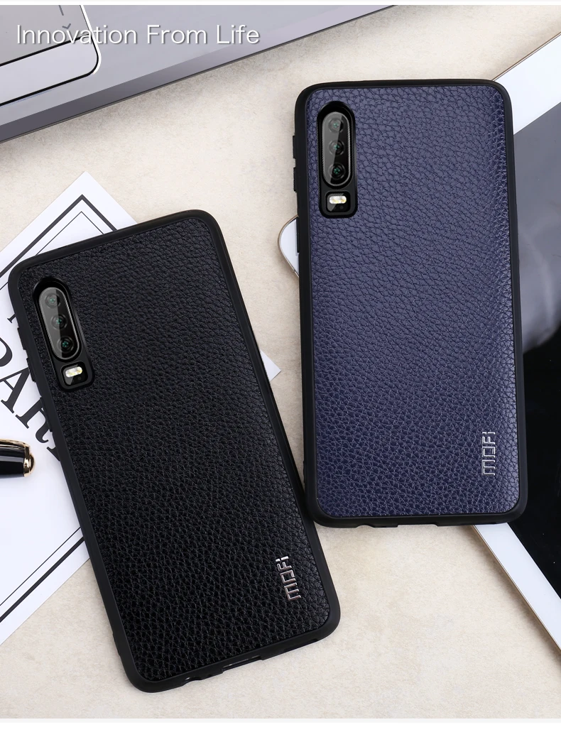Для huawei P30 Pro чехол Mofi для huawei P30 Lite чехол Обложка на заднюю панель из искусственной кожи зернистый деловой стиль для huawei P30 Крышка Черный Красный
