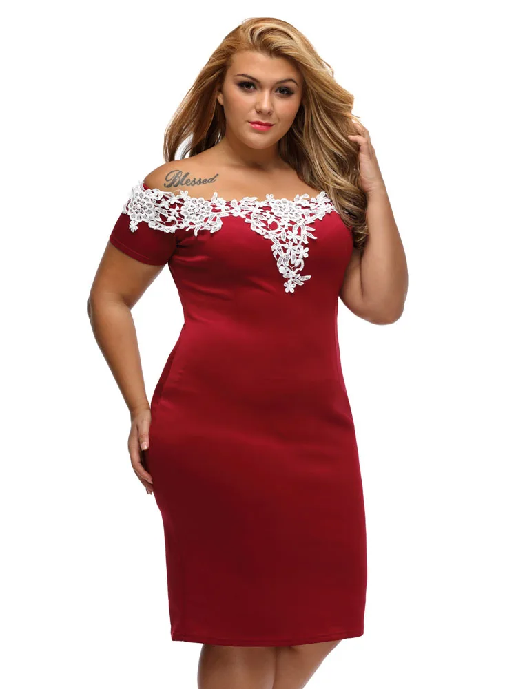 XL 2XL plus size Women Shoulderless Short sleeve casual Elegant clubbing Party Dress Vestidos DLF61083 | Мать и ребенок