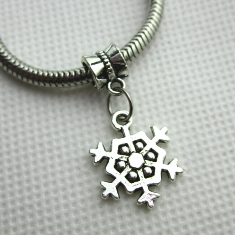 50 шт./лот подвески в виде снежинок бусины с большим отверстием для браслета pando