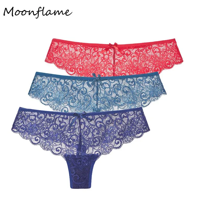 red.blue.sky blue Moonflame 3 шт./лот Новое поступление пикантный прозрачный кружевной женский сексуальный стринги 9082 - Цвет: red.blue.sky blue