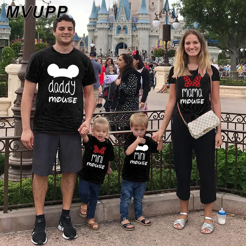 

family t shirt mini mouse cartoon daddy mommy and me clothes mama girl father son mother daughter bows matching outfits look nmd