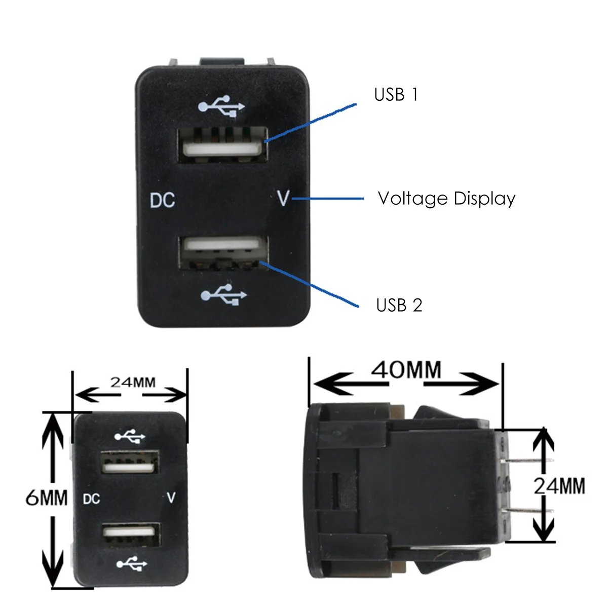 С 2 портами(стандарт Порты и разъёмы зарядных порта USB для автомобиля Зарядное устройство с цифровым Дисплей для Honda 12 V/24 V адаптер переменного тока