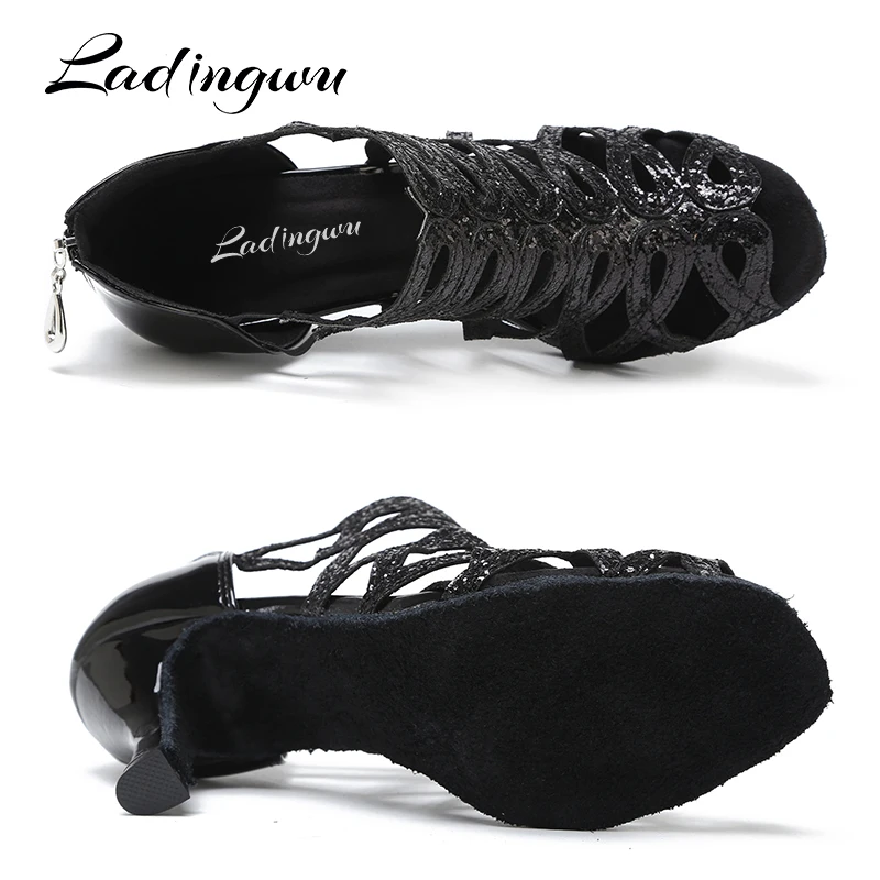 Женские танцевальные туфли Ladingwu с ромбовидным узором обувь для