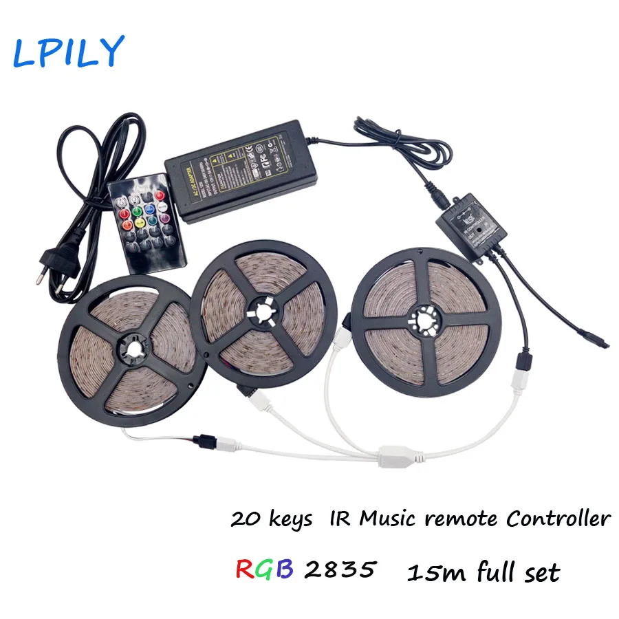 IPILY RGB Светодиодные ленты 5 м 10 15 20 2835 не Водонепроницаемый с ИК музыки пульта