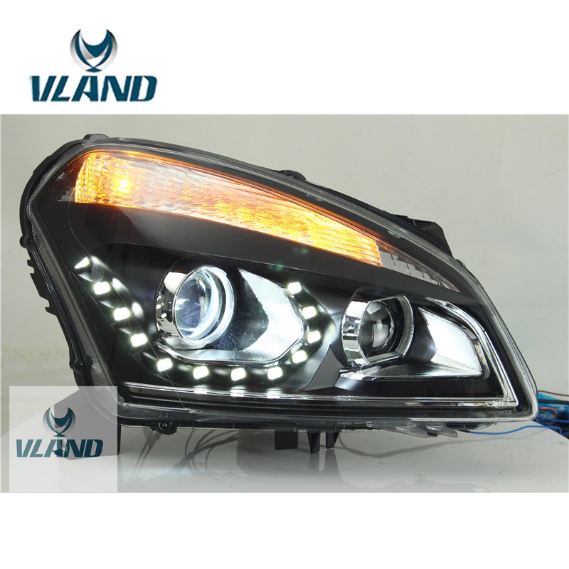 VLAND завод для автомобиля светильник Qashqai головной 2011 2015 светодиодный с DRL H7 Xenon Bi