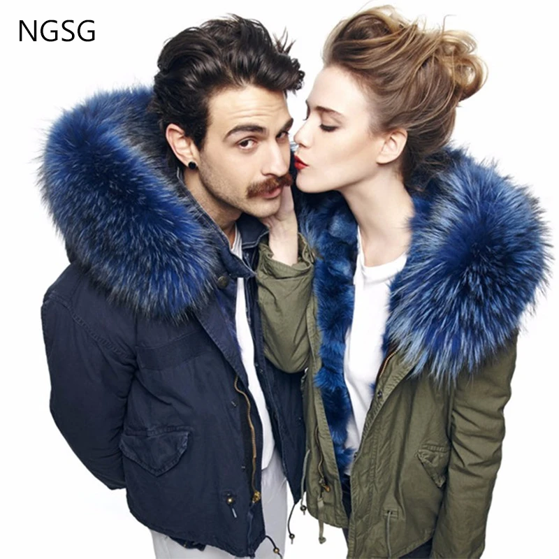 NGSG 100% натуральный мех енота капюшон отделка воротник Королевский синий шапка