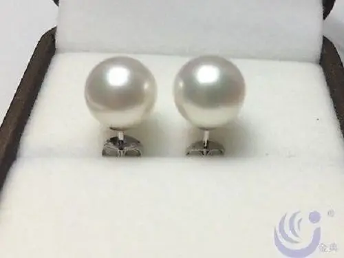 Серьги с жемчугом AKOYA Круглые 9 10 мм AAA + белые|Серьги-гвоздики| |