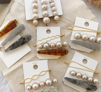 new fashion marble hair clips combination romantic temperament pearls bangs clips adult hairpin hair accessorie