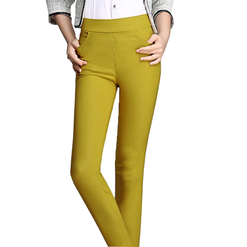 Штаны яркого цвета женские высокие эластичные леггинсы 2019 черные синие белые