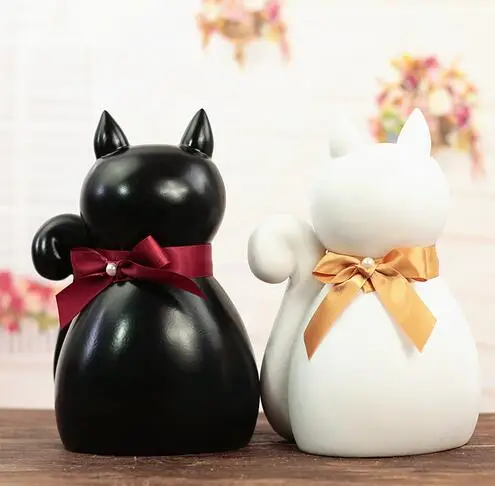 New unique pieces of black and white cat piggy bank piggy bank resin crafts gifts entity source