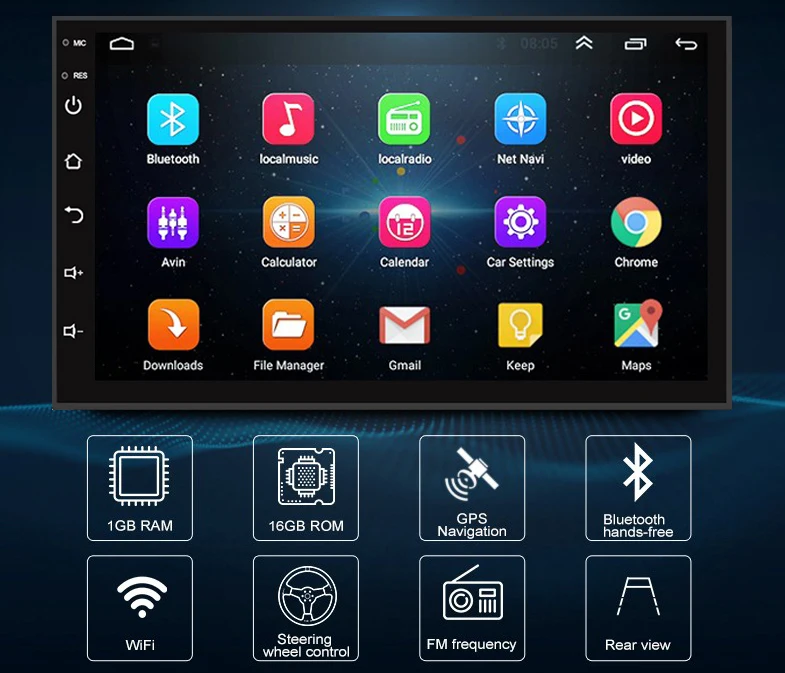 HD 7 дюймов 1024*600 2 Din Android 9,1 стереонаушники радио, Bluetooth, GPS Wifi Автомобильный DVD Настольный ПК Автомобильный мультимедийный плеер