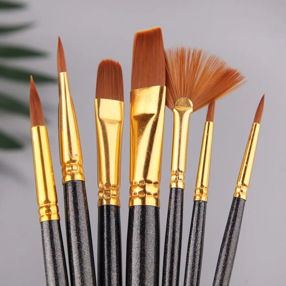 

7Pcs/set Different Shape Nylon Hair Paint Brush Artist Oil Watercolor Professional Painting Brushes Art Supplies C26