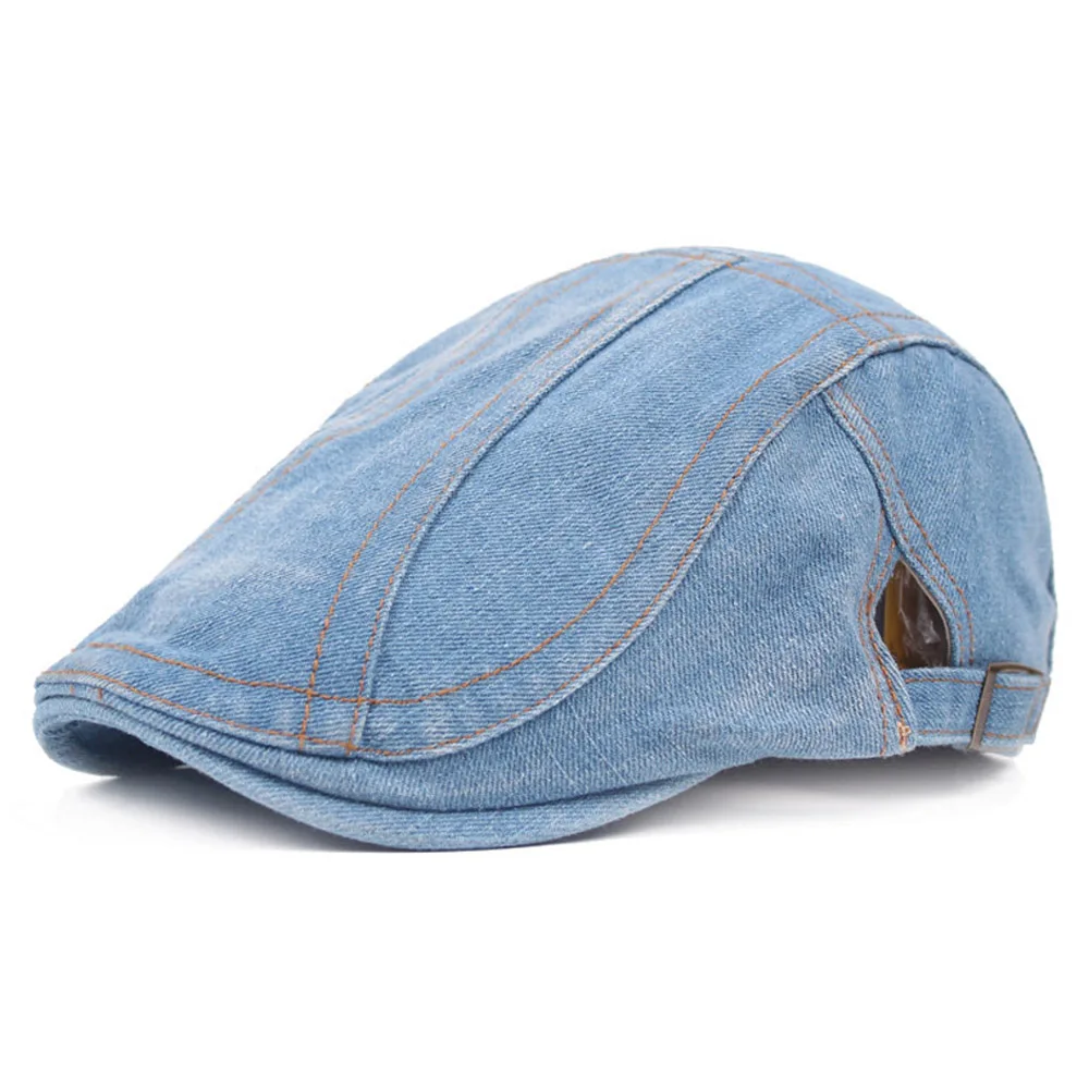 Light Blue Мужская Классическая джинсовая кепка для вождения в гольф, Регулируемая Кепка, берет газетчика, шляпа, новинка CSHAT0303 - Цвет: Light Blue
