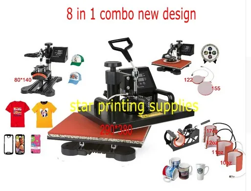 

2022 New Design 8 In 1 Combo Heat Press Machine,Sublimation/Heat Transfer Machine,Heat Press For Mug/Cap/T shirt /Phone case