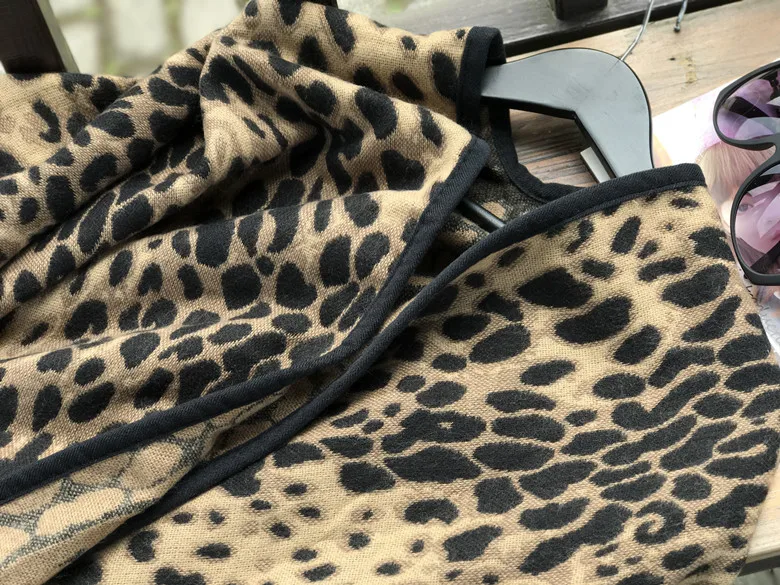 Женский зимний шарф с леопардовым принтом имитация кашемира Пашмина толстый