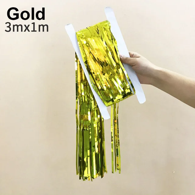 gold 1X3m 1 комплект, матовые золотые украшения для дня рождения, занавески для дождя, Вечерние Декорации, свадебные декорации, принадлежности для фотосъемки, PSC117 - Цвет: gold 1X3m