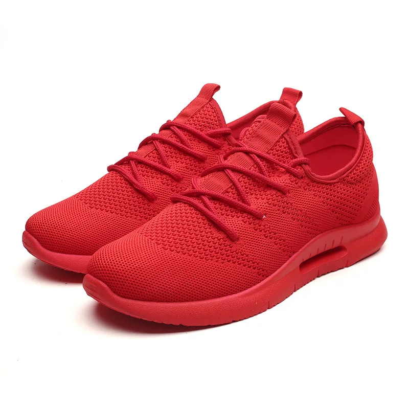 Red B Мужские кроссовки с дышащей сеткой; zapatillas deportivas mujer; Легкие уличные спортивные кроссовки; chaussure sport homme - Цвет: Red B