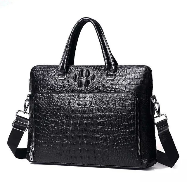 

New Luxury Cow Real Genuine Leather Business Men's Briefcase Male Briefcase Shoulder Bag Alligator Messenger Tote Computer Bag