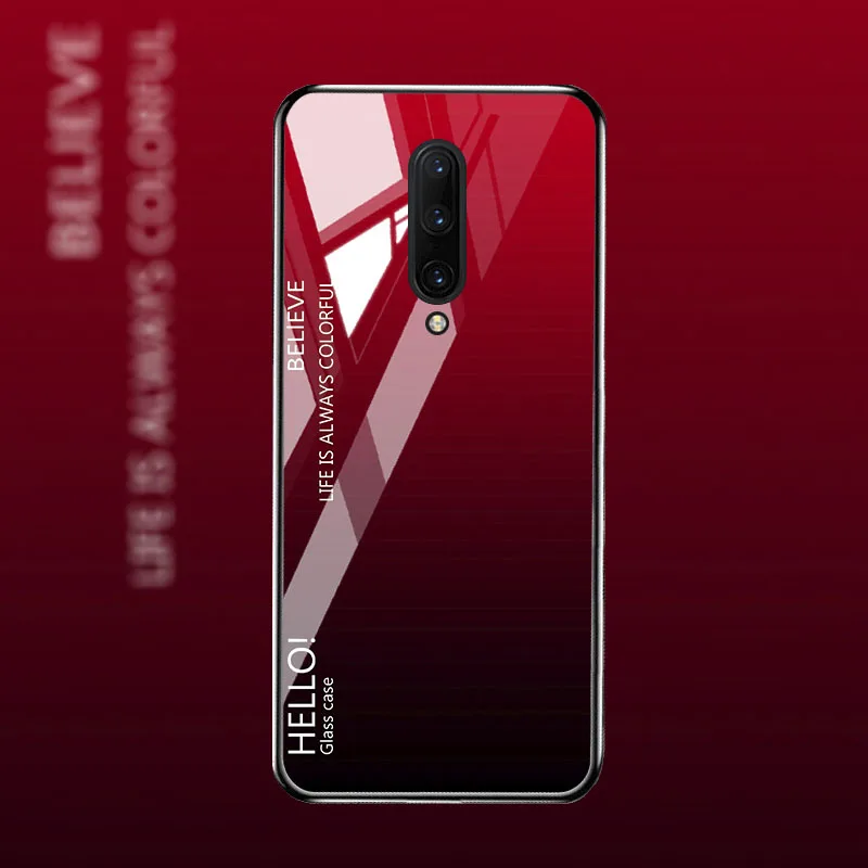 M057 Чехол для Oneplus 7 7T Pro, Роскошный чехол из закаленного стекла, чехол для One plus 7 7T Pro, бампер, чехол - Цвет: M057