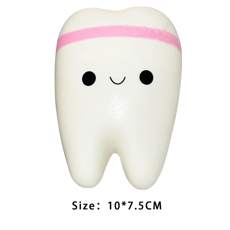 Pink tooth Милый мультфильм зуб животное кулон Мягкая Игрушка антистресс медленно поднимающаяся зубная паста мягкие для сжатия Милая эластичная игрушка подарок - Цвет: Pink tooth