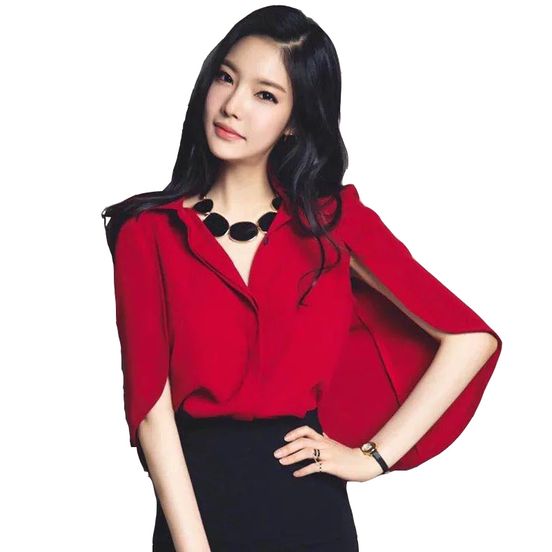 Блузка женская формальная шифоновая летняя 2017|vetement femme|chiffon cape topcape top |