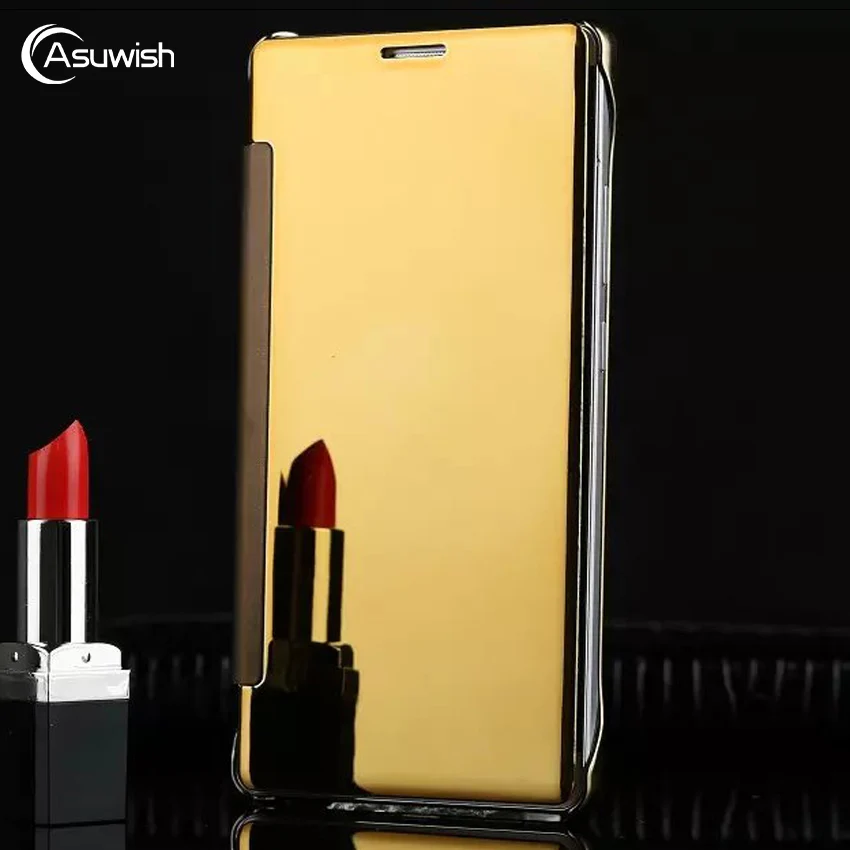 Asuwish Роскошный прозрачный флип чехол для Samsung Galaxy A3 2016 A5 зеркальный жесткий