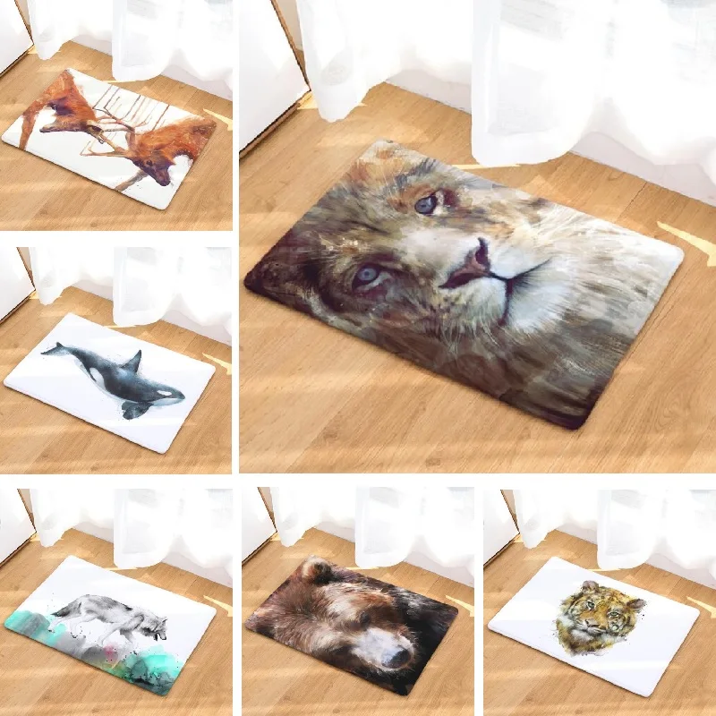 Floor Mat Animals Painting Door Home Decoration Lion Printed Bath Kitchen Carpet Toilet Rug Living Room 50x80cm | Дом и сад