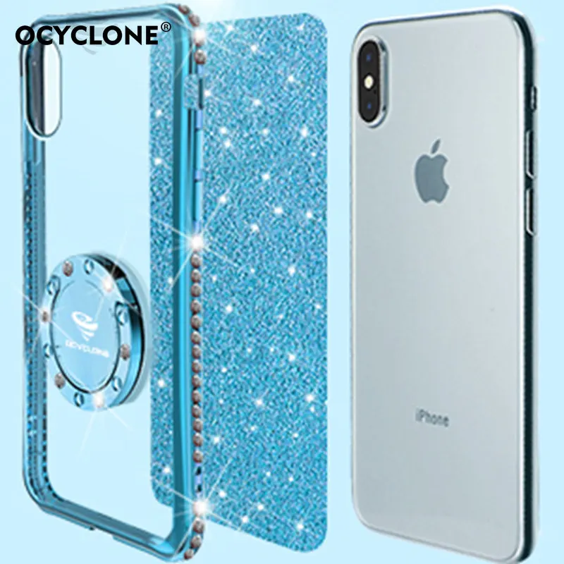 Чехол для Apple iphone X роскошный противоударный блестящий чехол с подставкой на 360