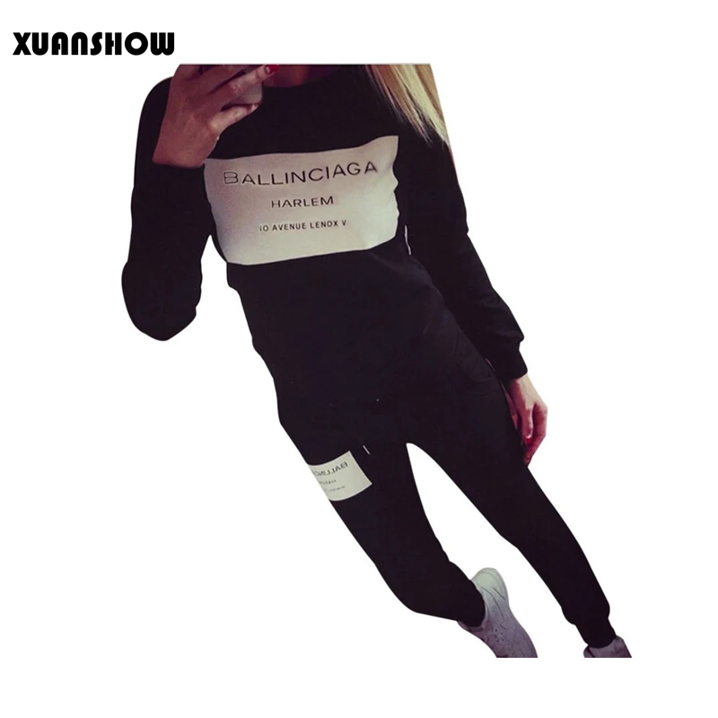 Женская спортивная одежда XUANSHOW осенне зимние спортивные костюмы с буквенным