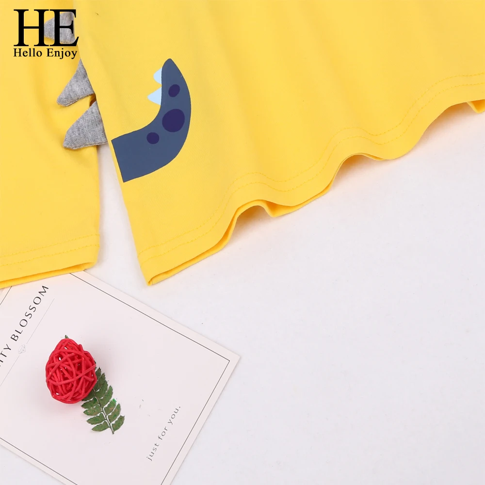 HE Hello Enjoy/Весенняя детская футболка одежда для маленьких мальчиков хлопковые