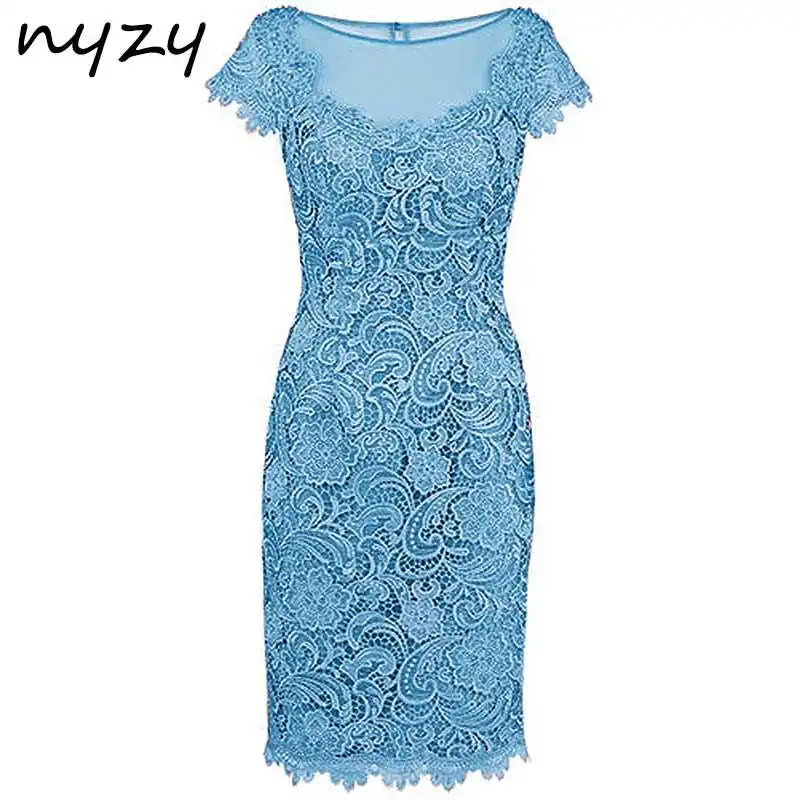 sky blue NYZY M47, кружевное розовое платье с короткими рукавами для мамы невесты, свадебное платье для вечеринки, наряды для жениха и мамы, платье для крестной матери - Цвет: sky blue