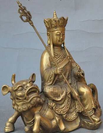 SUIRONG---320 + 9 &quotТибетский буддизм латунная статуя Ksitigarbha Bodhisattva Hades Leader ride beast | Дом и