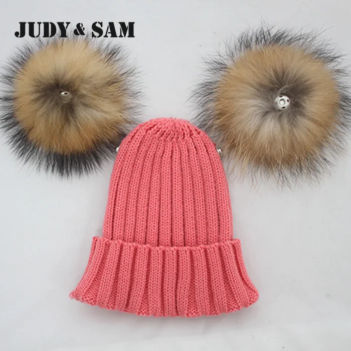Женская зимняя шапка с двойным помпоном Вязаная Шерстяная Шапка gorros из