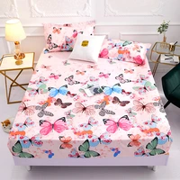 new product 1pcs 100 polyester printing fitted sheet with four corners and elastic band sheets hot sale no pillowcases