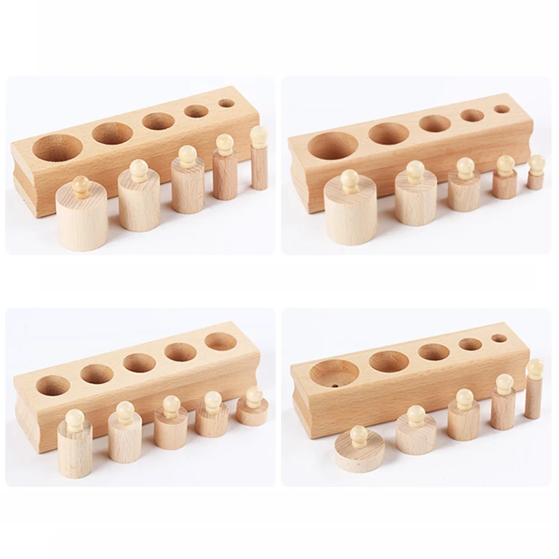 Logwood Wooden toys Montessori Educational Cylinder Socket Blocks Toy Baby Development Practice and Senses