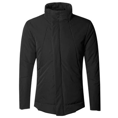 black Мужская зимняя одежда, новинка, утолщенное модное короткое хлопковое пальто в Европейском стиле, мужское черное теплое пальто на молнии с воротником, F8278 - Цвет: black