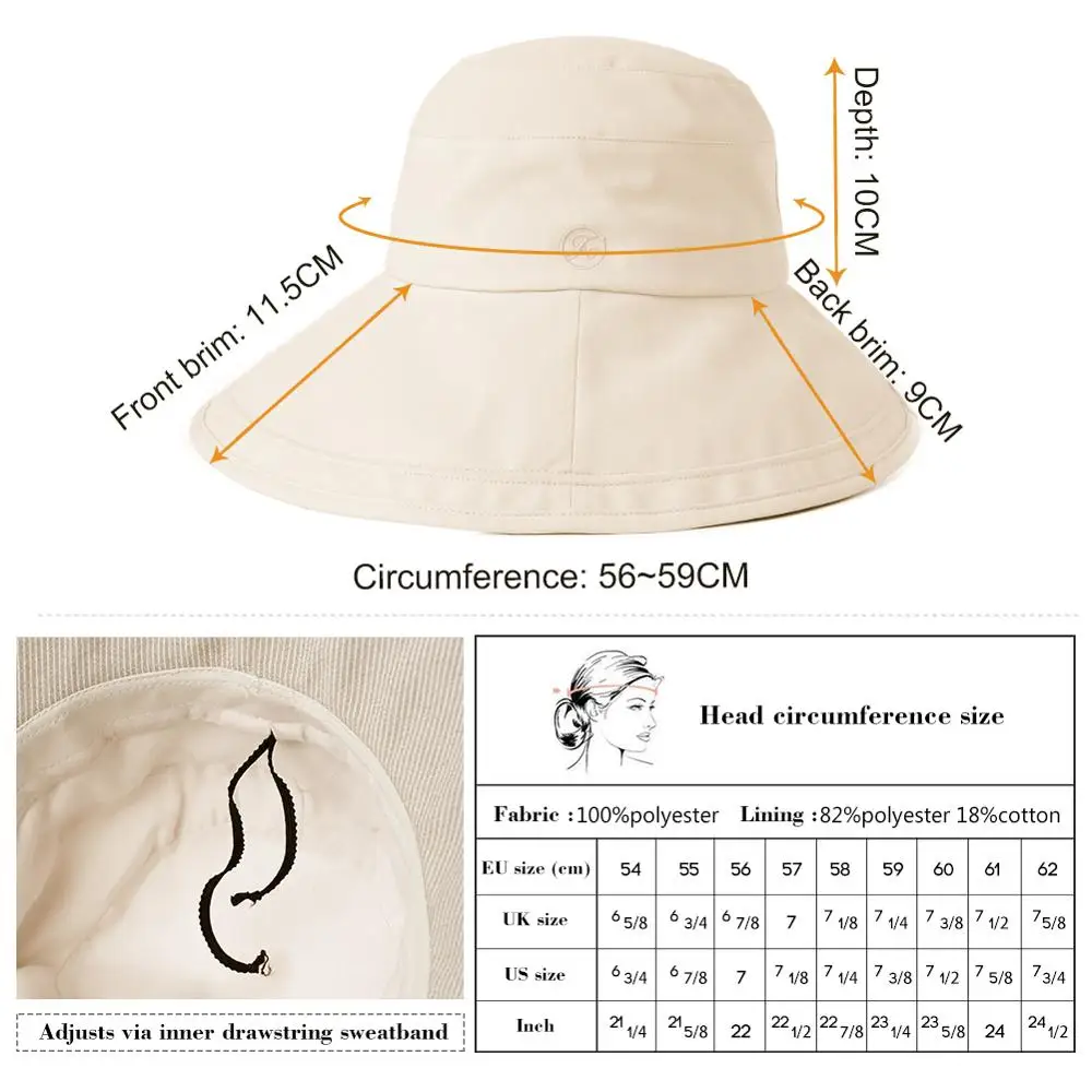 FANCET женская летняя пляжная шляпа от солнца с широкими полями Регулируемая