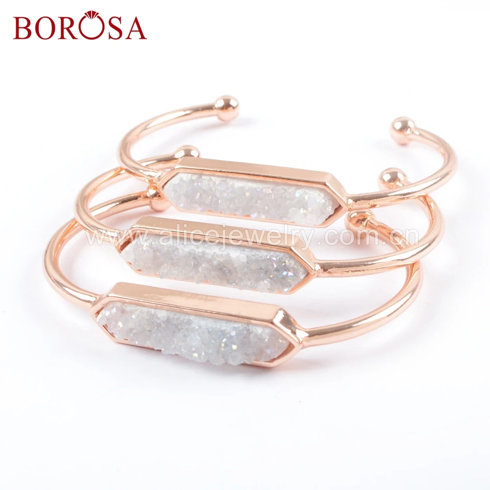 BOROSA 5 шт. шестигранный розовое золото цвет ободок Титан Радужная Друза бар
