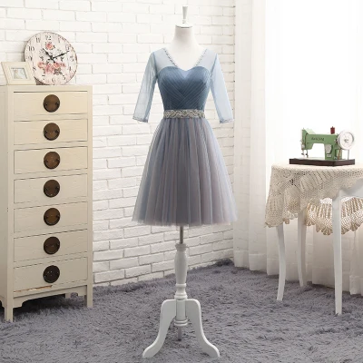 YYMY01V # V воротник со шнуровкой украшение из смолы короткое платье средней длины