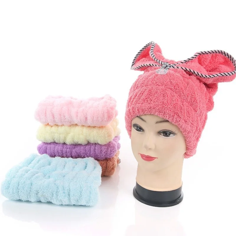

Women Bathroom Super Absorbent Quick-drying Microfiber Bath Towel Hair Dry Cap Salon Towel 33x30cm